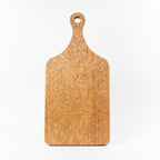 Cherry Hardwood Floral Engraved Serving Tray
