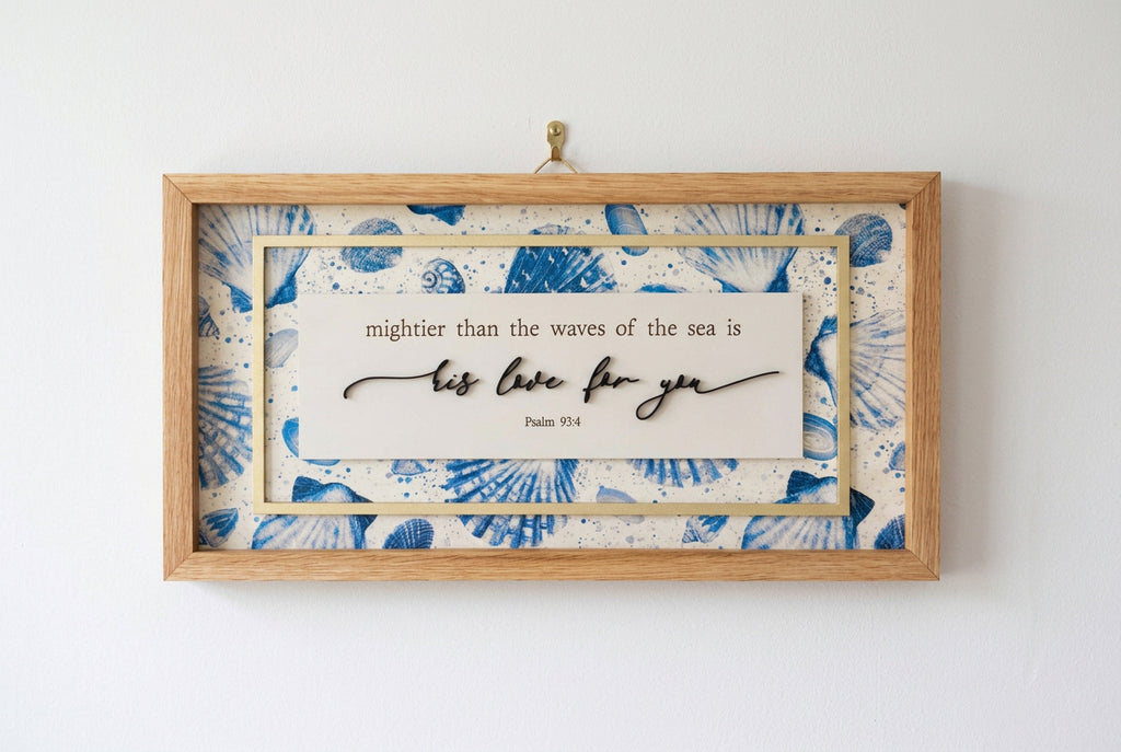 Mightier Than the Waves | Biblical Wood Sign