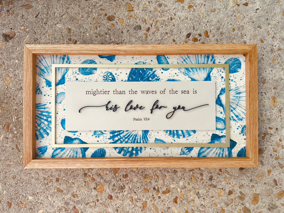 Mightier Than the Waves | Biblical Wood Sign